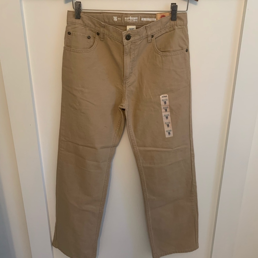 Boys Size 16 Tan Relaxed Straight Pants - new w/tag.  Great pants!!!